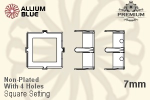PREMIUM Square 石座, (PM4400/S), 縫い穴付き, 7mm, メッキなし 真鍮