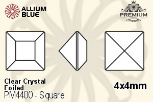 PREMIUM Square Fancy Stone (PM4400) 4x4mm - Clear Crystal With Foiling - Haga Click en la Imagen para Cerrar