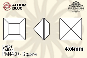 PREMIUM CRYSTAL Square Fancy Stone 4x4mm Light Siam F