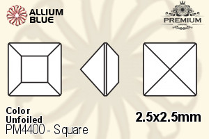 PREMIUM Square Fancy Stone (PM4400) 2.5x2.5mm - Color Unfoiled - Haga Click en la Imagen para Cerrar