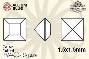 PREMIUM Square Fancy Stone (PM4400) 1.5x1.5mm - Color With Foiling - Click Image to Close