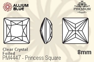 プレミアム Princess Square ファンシーストーン (PM4447) 8mm - クリスタル 裏面フォイル - ウインドウを閉じる