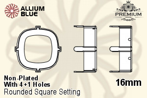 PREMIUM Cushion Cut 石座, (PM4470/S), 縫い穴付き, 16mm, メッキなし 真鍮 - ウインドウを閉じる