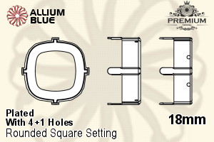 PREMIUM Cushion Cut 石座, (PM4470/S), 縫い穴付き, 18mm, メッキあり 真鍮