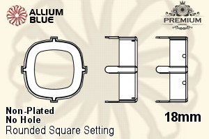 PREMIUM Cushion Cut 石座, (PM4470/S), 縫い穴なし, 18mm, メッキなし 真鍮