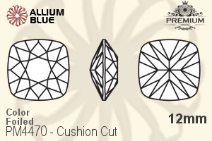 PREMIUM CRYSTAL Cushion Cut Fancy Stone 12mm Blue Zircon F
