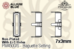 PREMIUM Baguette Setting (PM4500/S), With Sew-on Holes, 7x3mm, Unplated Brass - ウインドウを閉じる