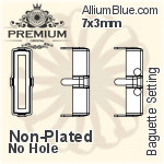 PREMIUM Baguette 石座, (PM4500/S), 縫い穴なし, 7x3mm, メッキなし 真鍮