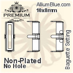 PREMIUM Baguette 石座, (PM4500/S), 縫い穴なし, 10x8mm, メッキなし 真鍮