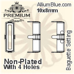 PREMIUM Baguette 石座, (PM4500/S), 縫い穴付き, 10x8mm, メッキなし 真鍮