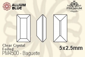 PREMIUM Baguette Fancy Stone (PM4500) 5x2.5mm - Clear Crystal With Foiling - Haga Click en la Imagen para Cerrar