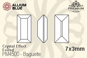 プレミアム Baguette ファンシーストーン (PM4500) 7x3mm - クリスタル エフェクト 裏面フォイル - ウインドウを閉じる