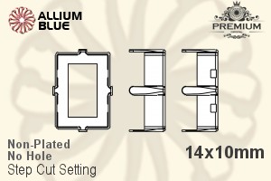 PREMIUM Step Cut Setting (PM4527/S), No Hole, 14x10mm, Unplated Brass - 关闭视窗 >> 可点击图片