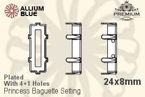 PREMIUM Princess Baguette Setting (PM4547/S), With Sew-on Holes, 24x8mm, Plated Brass - 關閉視窗 >> 可點擊圖片