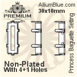 PREMIUM Princess Baguette Setting (PM4547/S), With Sew-on Holes, 30x10mm, Unplated Brass