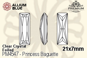 PREMIUM Princess Baguette Fancy Stone (PM4547) 21x7mm - Clear Crystal With Foiling - Click Image to Close