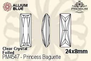 PREMIUM Princess Baguette Fancy Stone (PM4547) 24x8mm - Clear Crystal With Foiling