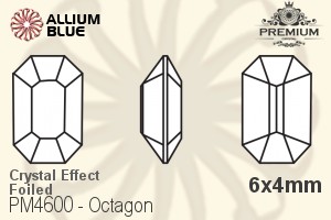 PREMIUM CRYSTAL Octagon Fancy Stone 6x4mm Hematite F