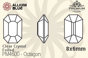 PREMIUM Octagon Fancy Stone (PM4600) 8x6mm - Clear Crystal With Foiling