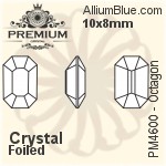 PREMIUM Octagon Fancy Stone (PM4600) 10x8mm - Clear Crystal With Foiling