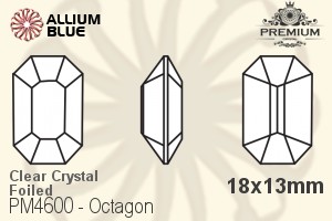 PREMIUM Octagon Fancy Stone (PM4600) 18x13mm - Clear Crystal With Foiling - Click Image to Close