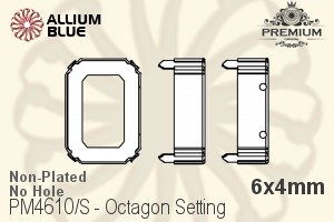 PREMIUM Octagon 石座, (PM4610/S), 縫い穴なし, 6x4mm, メッキなし 真鍮