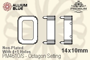 PREMIUM Octagon Setting (PM4610/S), With Sew-on Holes, 14x10mm, Unplated Brass - 關閉視窗 >> 可點擊圖片