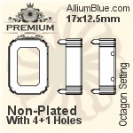 PREMIUM Octagon Setting (PM4610/S), With Sew-on Holes, 17x12.5mm, Unplated Brass