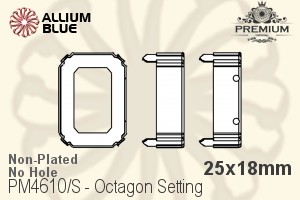 PREMIUM Octagon 石座, (PM4610/S), 縫い穴なし, 25x18mm, メッキなし 真鍮