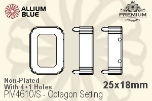 PREMIUM Octagon 石座, (PM4610/S), 縫い穴付き, 25x18mm, メッキなし 真鍮