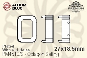 PREMIUM Octagon 石座, (PM4610/S), 縫い穴付き, 27x18.5mm, メッキあり 真鍮