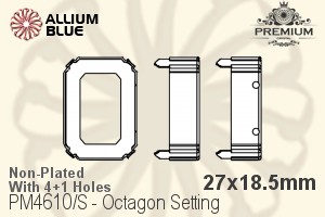 PREMIUM Octagon Setting (PM4610/S), With Sew-on Holes, 27x18.5mm, Unplated Brass - 关闭视窗 >> 可点击图片