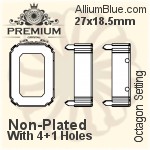 PREMIUM Octagon Setting (PM4610/S), With Sew-on Holes, 27x18.5mm, Unplated Brass
