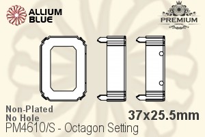 PREMIUM Octagon 石座, (PM4610/S), 縫い穴なし, 37x25.5mm, メッキなし 真鍮 - ウインドウを閉じる