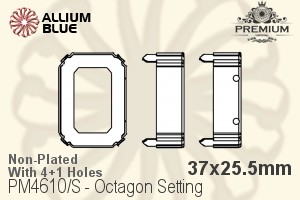 PREMIUM Octagon 石座, (PM4610/S), 縫い穴付き, 37x25.5mm, メッキなし 真鍮 - ウインドウを閉じる