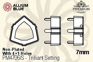 PREMIUM Trilliant Setting (PM4706/S), With Sew-on Holes, 7mm, Unplated Brass - ウインドウを閉じる