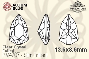 PREMIUM Slim Trilliant Fancy Stone (PM4707) 13.6x8.6mm - Clear Crystal With Foiling - 关闭视窗 >> 可点击图片