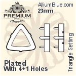 PREMIUM Triangle 石座, (PM4727/S), 縫い穴付き, 23mm, メッキあり 真鍮