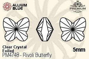 PREMIUM Rivoli Butterfly Fancy Stone (PM4748) 5mm - Clear Crystal With Foiling - Haga Click en la Imagen para Cerrar