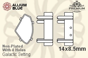 PREMIUM Galactic Setting (PM4757/S), With Sew-on Holes, 14x8.5mm, Unplated Brass