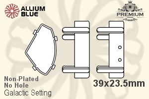 PREMIUM Galactic 石座, (PM4757/S), 縫い穴なし, 39x23.5mm, メッキなし 真鍮