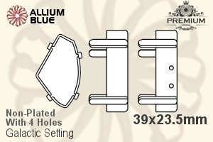 PREMIUM Galactic 石座, (PM4757/S), 縫い穴付き, 39x23.5mm, メッキなし 真鍮