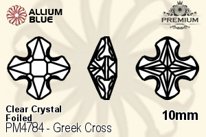PREMIUM Greek Cross Fancy Stone (PM4784) 10mm - Clear Crystal With Foiling - Click Image to Close