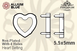 PREMIUM Heart Setting (PM4800/S), With Sew-on Holes, 5.5x5mm, Unplated Brass