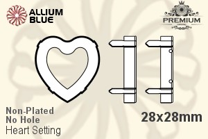 PREMIUM Heart Setting (PM4800/S), No Hole, 28x28mm, Unplated Brass