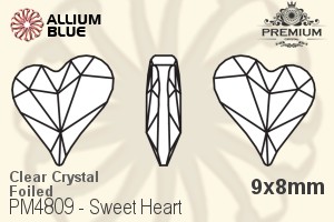 PREMIUM Sweet Heart Fancy Stone (PM4809) 9x8mm - Clear Crystal With Foiling