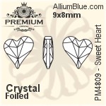 PREMIUM Sweet Heart Fancy Stone (PM4809) 9x8mm - Clear Crystal With Foiling