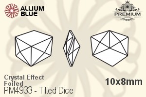 PREMIUM CRYSTAL Tilted Dice Fancy Stone 10x8mm Crystal Moonlight F
