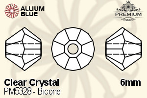 PREMIUM Bicone Bead (PM5328) 6mm - Clear Crystal - Click Image to Close