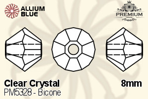 PREMIUM Bicone Bead (PM5328) 8mm - Clear Crystal - 关闭视窗 >> 可点击图片